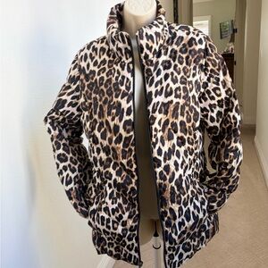 Lands' End Women's Leopard Teddy Down Jacket